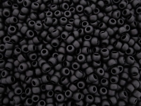 15/0 Toho Japanese Glass Seed Beads - Jet Black Matte #49F (14g Tube)