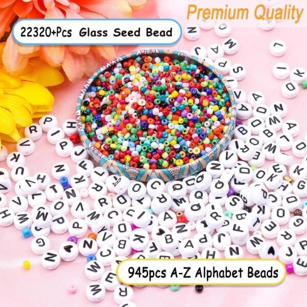 Soeoy 23000Pcs Glass Seed Beads for Bracelet Making Kit for Adult, 3mm 8/0 Small Beads for Jewelry Making, Pony Beads with Letter Beads for Women - Image 3