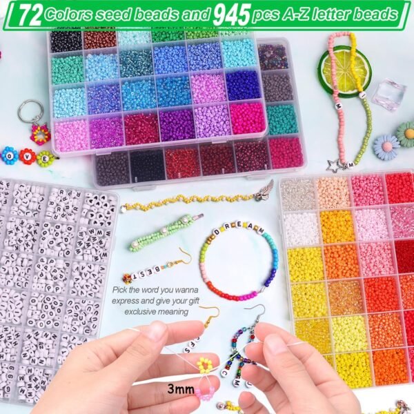 Soeoy 23000Pcs Glass Seed Beads for Bracelet Making Kit for Adult, 3mm 8/0 Small Beads for Jewelry Making, Pony Beads with Letter Beads for Women - Image 4