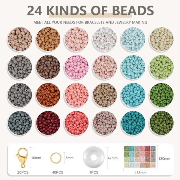 TEXGIZRLY 3mm Glass Seed Beads for Bracelets Making, Friendship Bracelet Making Kit for Girls, 24 Colors Bead Bracelet Kit, Beads for Jewelry Making Kit, DIY, Arts, Crafts Gifts Age 3+ (3MM-A) - Image 2