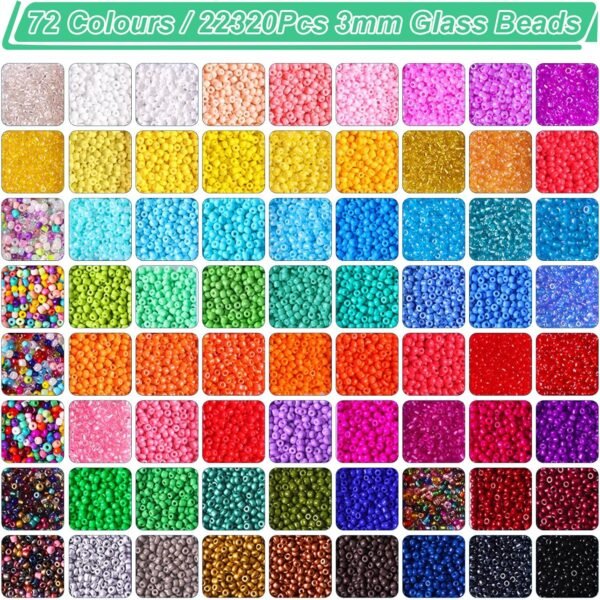 Soeoy 23000Pcs Glass Seed Beads for Bracelet Making Kit for Adult, 3mm 8/0 Small Beads for Jewelry Making, Pony Beads with Letter Beads for Women - Image 2