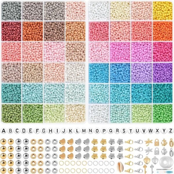 TEXGIZRLY 3mm Glass Seed Beads for Bracelets Making, Friendship Bracelet Making Kit for Girls, 48 Colors Bead Bracelet Kit, Beads for Jewelry Making Kit, DIY, Arts and Crafts Gifts Age 4+